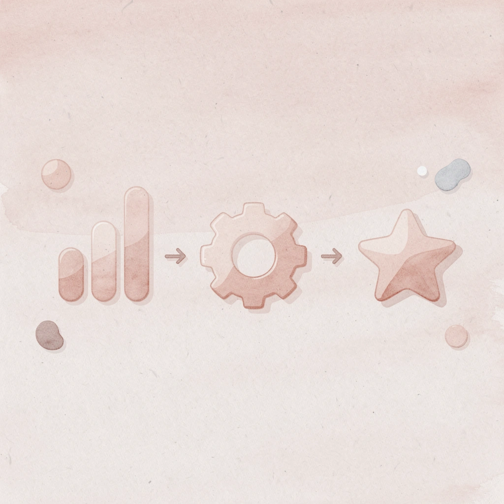 Three connected icons showing progression from incomplete data to complete assessment