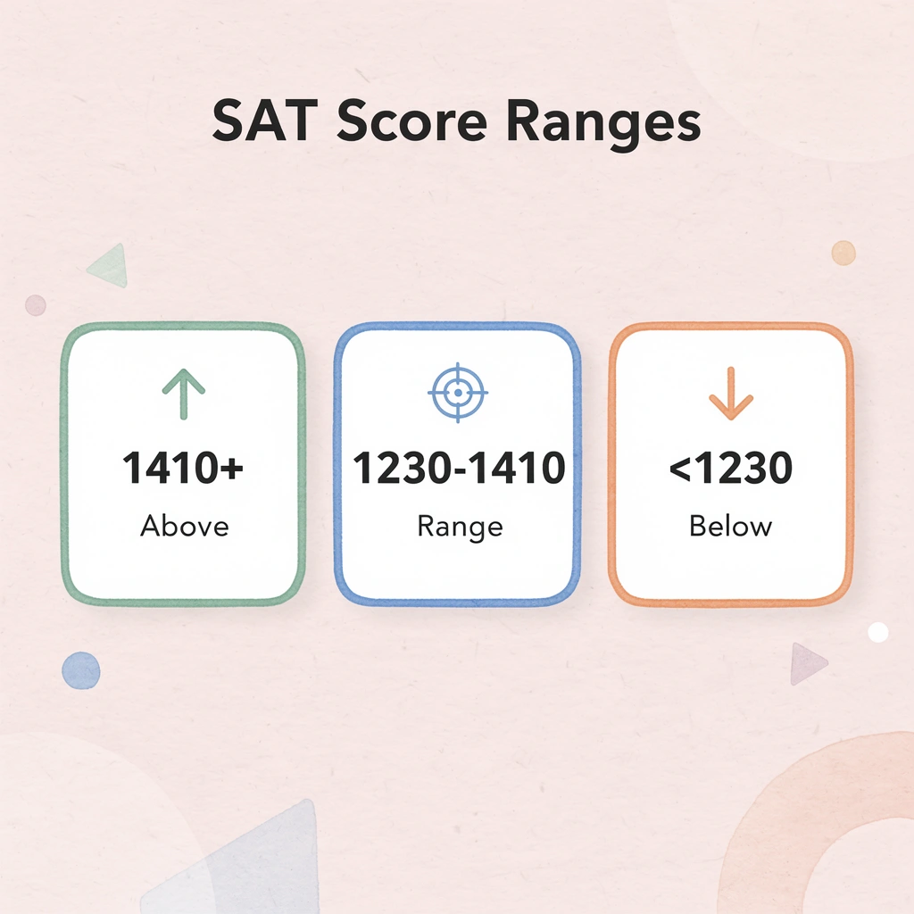 Infographic showing SAT score ranges and competitive positions