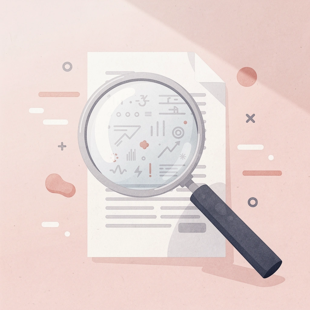 Magnifying glass examining data representing analysis of average scores