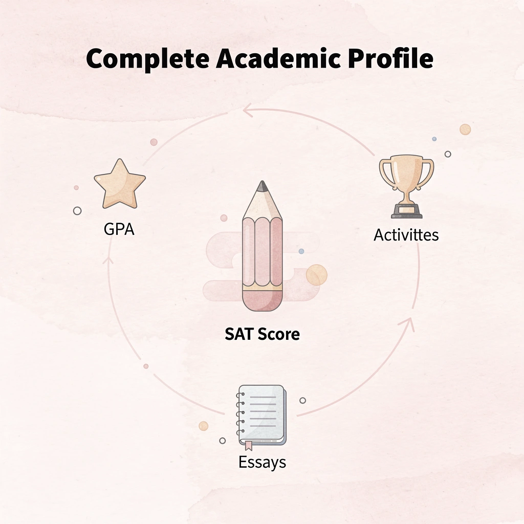 Hub and spoke diagram showing complete academic profile components