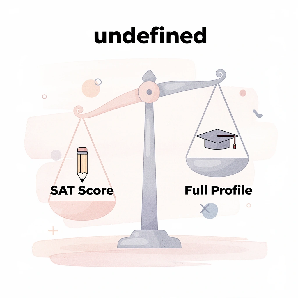 Balance scale showing SAT score versus complete academic profile