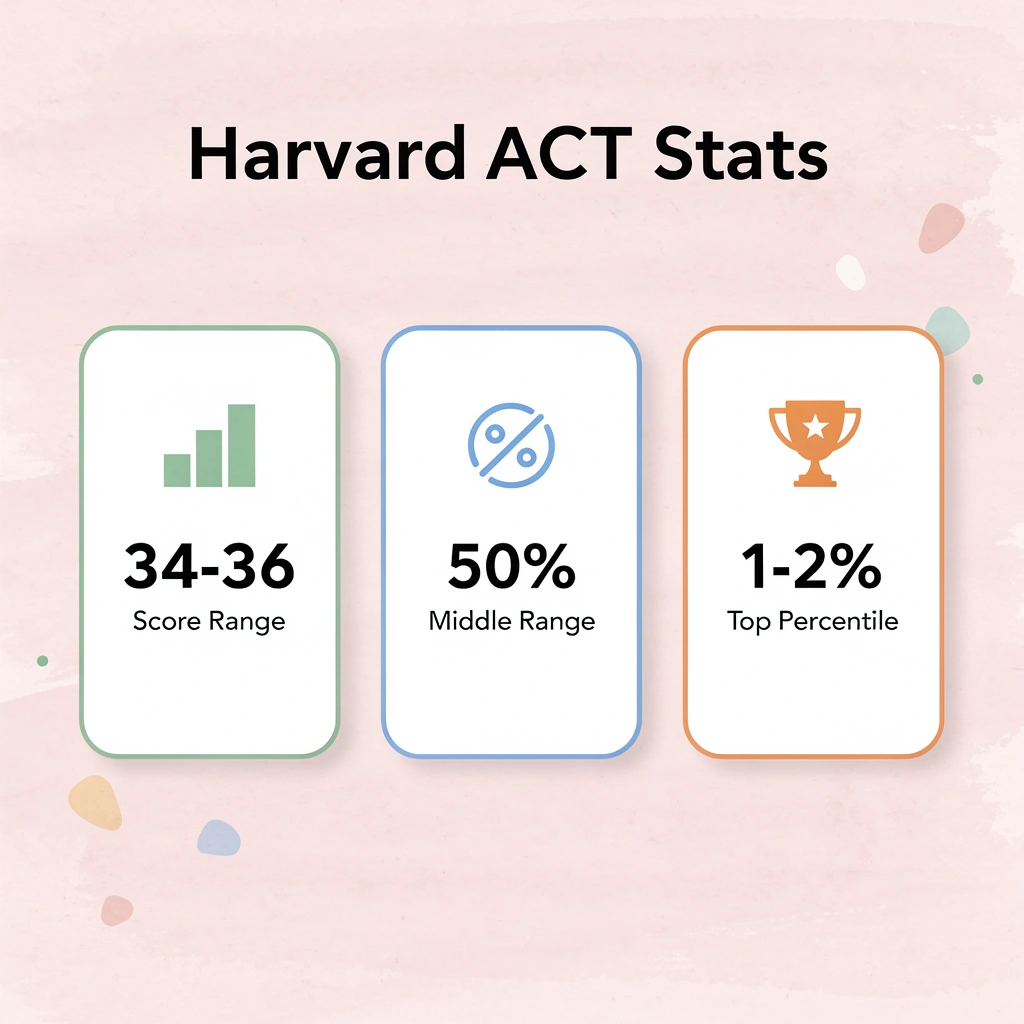 Infographic showing Harvard ACT score statistics