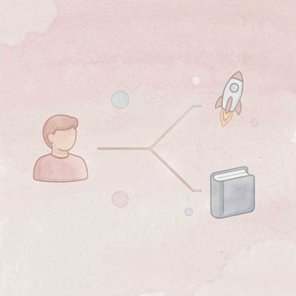 Icon splitting into two paths representing the SAT retake decision