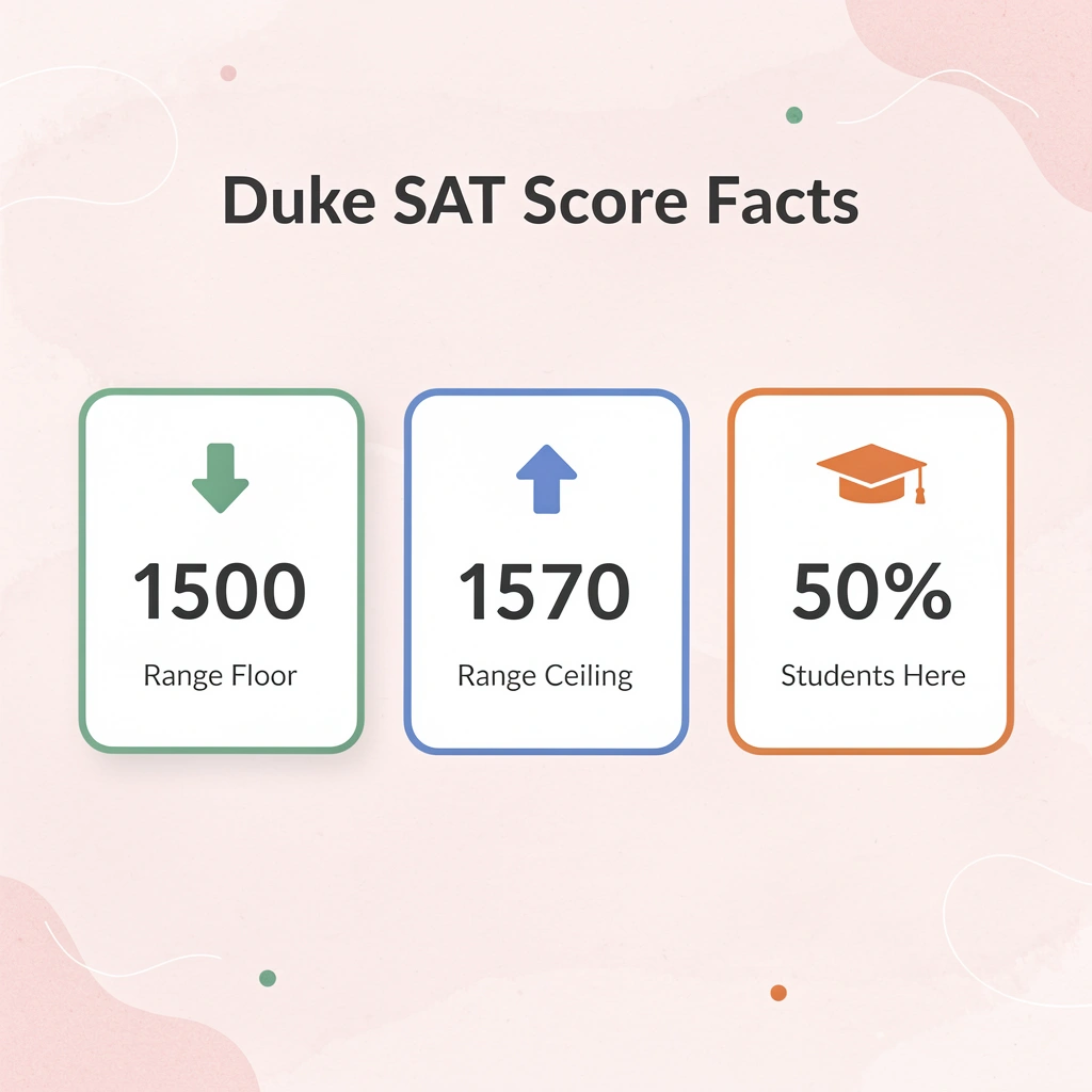 Infographic showing Duke's middle 50% SAT score range statistics
