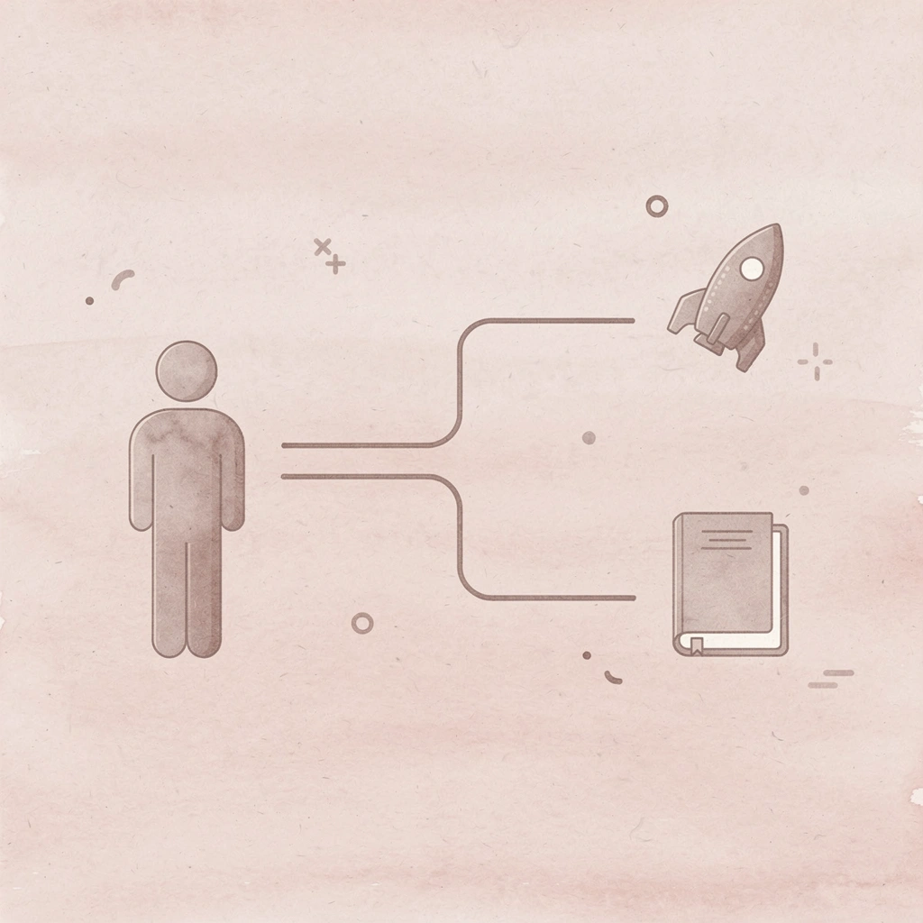 Icon showing test-optional choice splitting into two paths