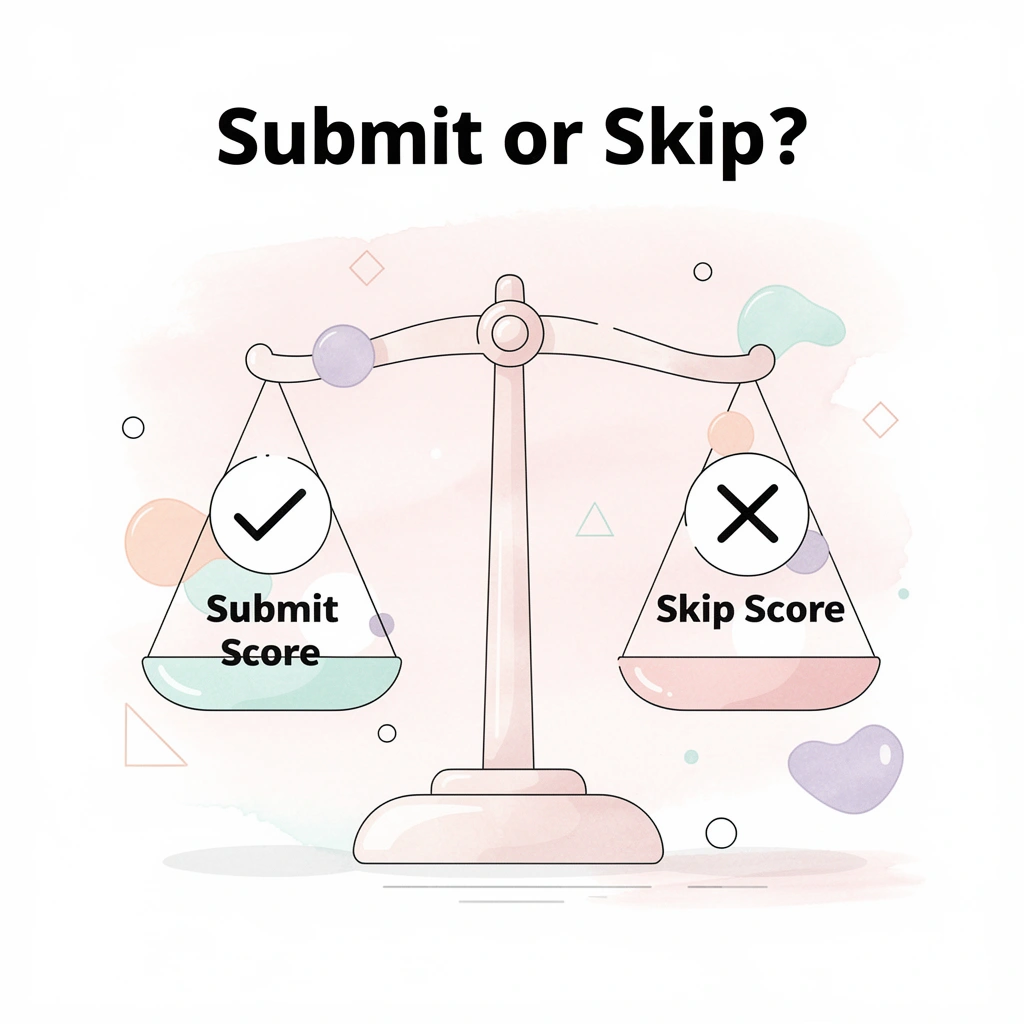Balance scale weighing the decision to submit or skip SAT score