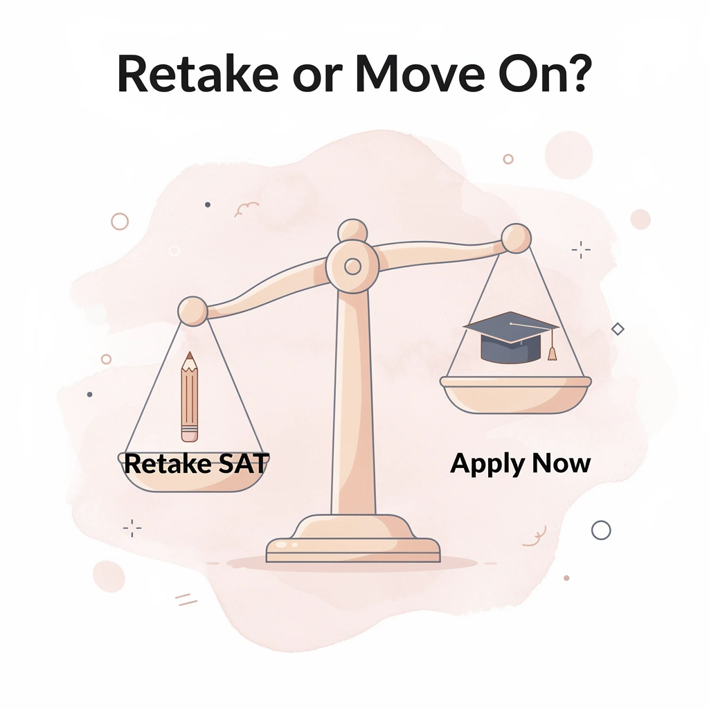 Scale balancing the decision to retake the SAT versus applying now