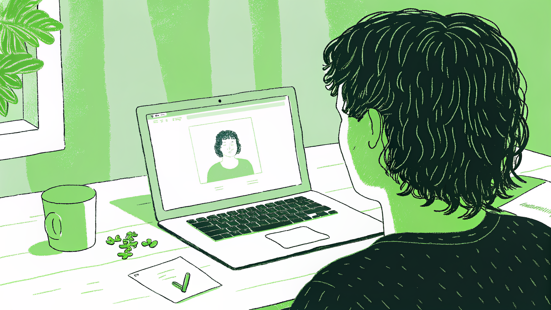 Student at laptop consolidating scattered college research into one unified Brown applicant profile