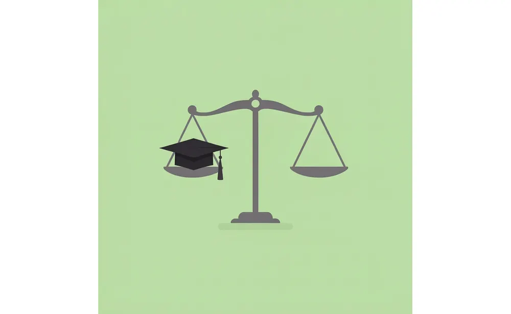 Balance scale comparing GPA on one side with demonstrated fit and experience on the other