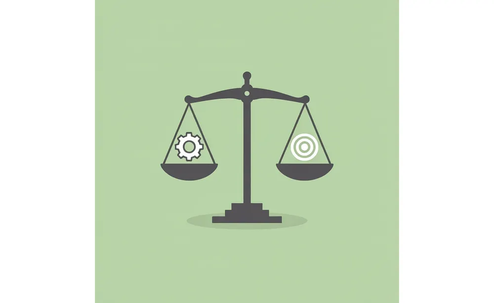 Balance scale comparing strategic alignment on one side with GPA and test scores on the other