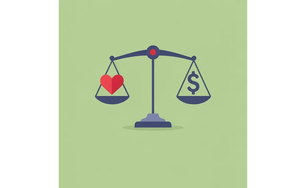 Balance scale comparing scholarship fit on one side versus money amount on the other