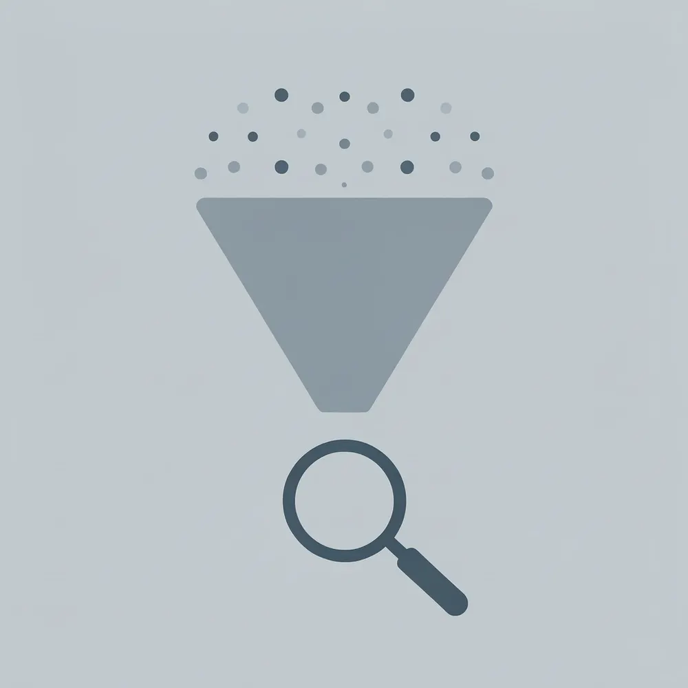 Funnel diagram showing many scholarship dots entering at top and only a few eligible ones exiting at bottom