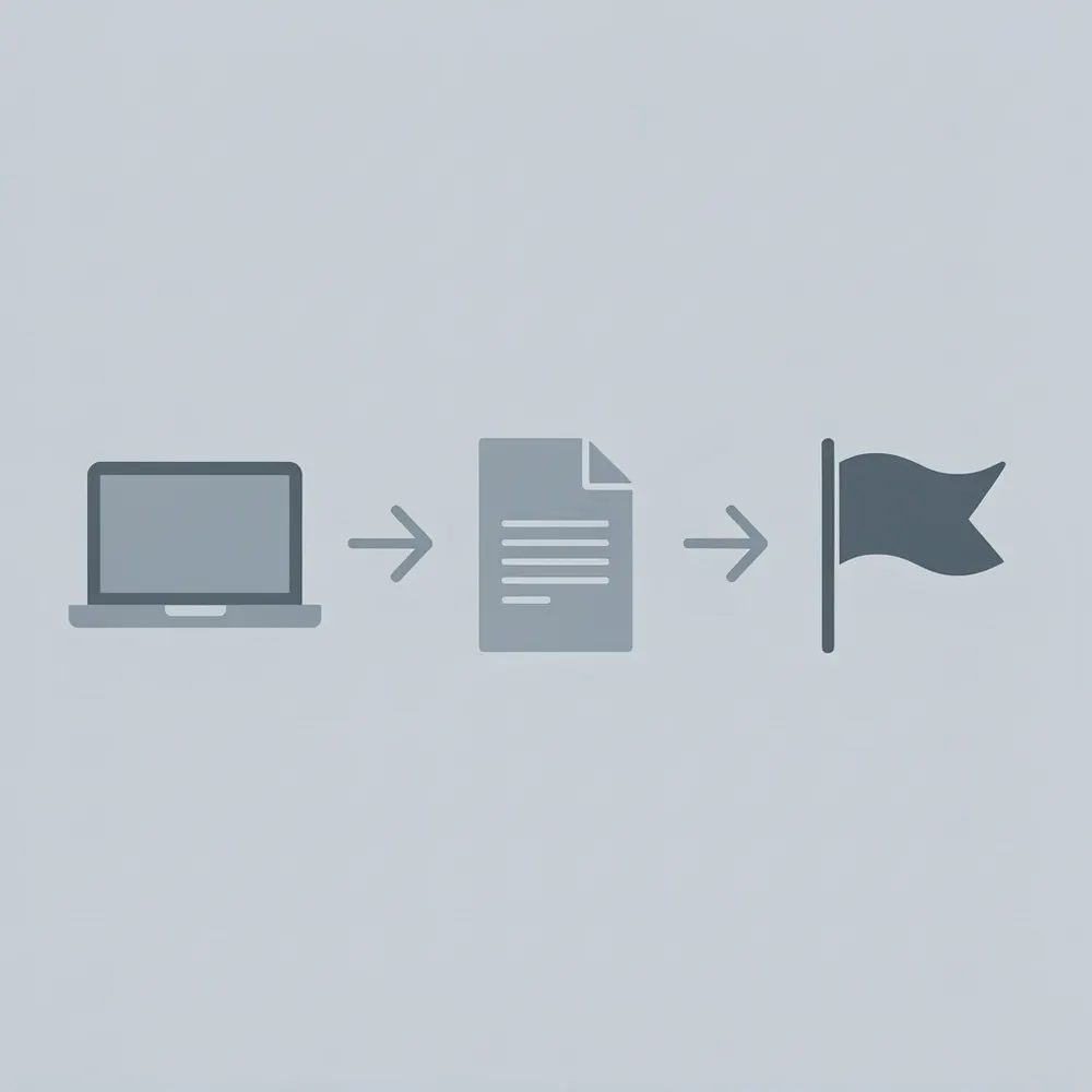 Three-step process showing browser tabs, spreadsheet, and calendar representing traditional scholarship search