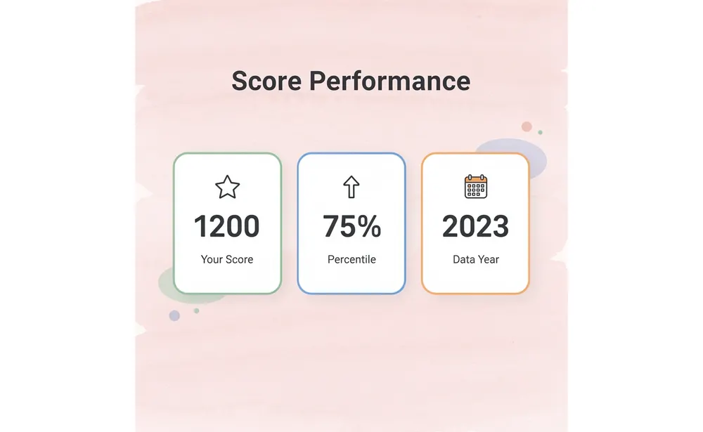 Statistics showing 1200 SAT score performance metrics