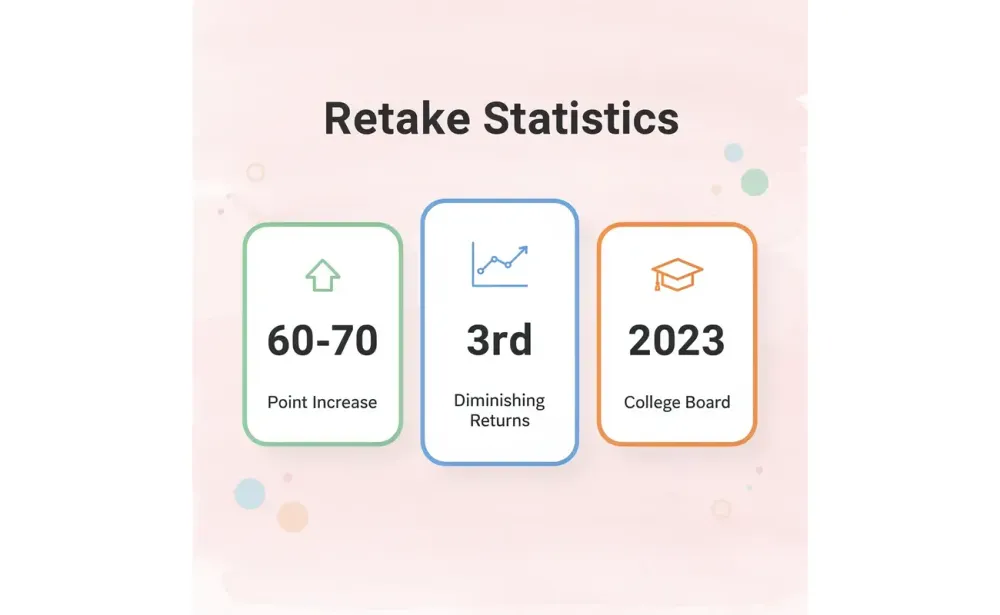 Statistics showing SAT retake performance data
