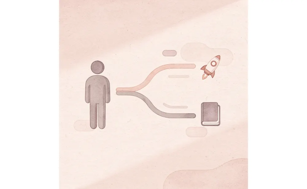 Decision point icon splitting into two paths representing SAT retake choice