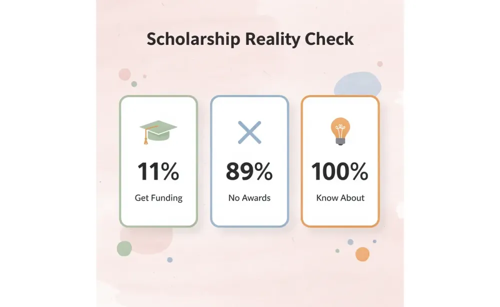 Statistics showing scholarship success rates and awareness