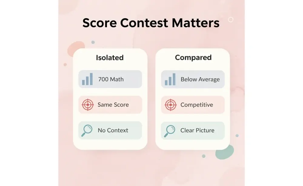 Comparison showing how SAT scores change meaning with context
