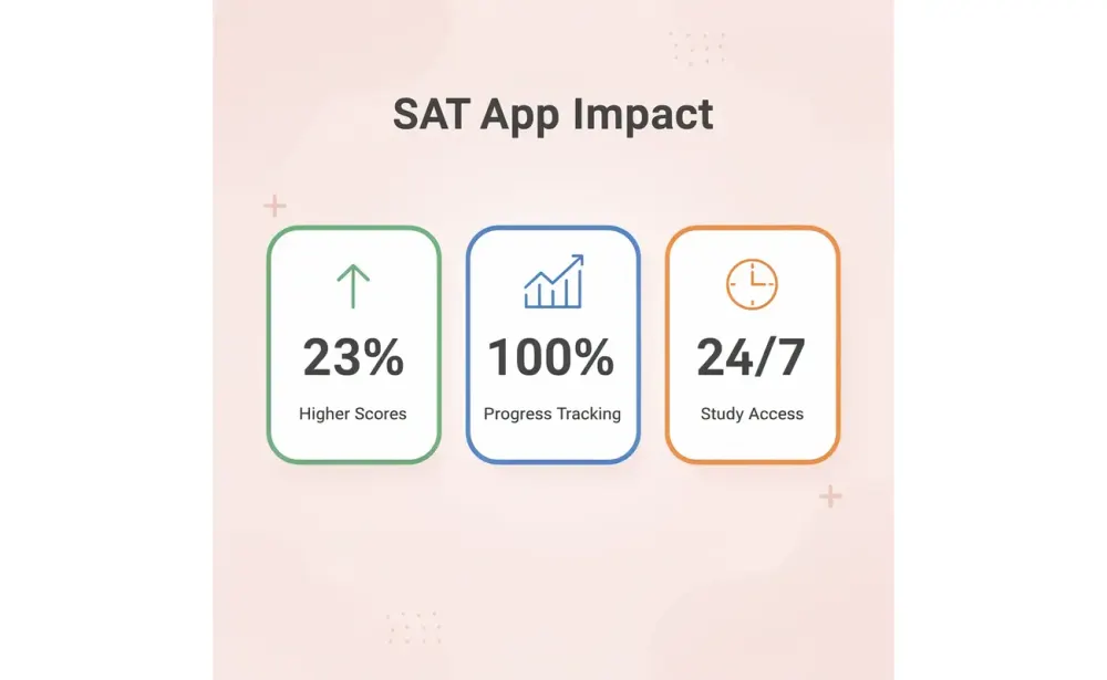 Statistics showing SAT prep app effectiveness metrics