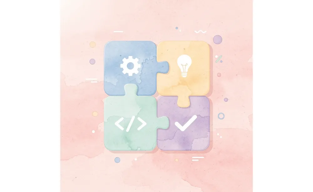 Puzzle pieces fitting together representing strategic integration of application components