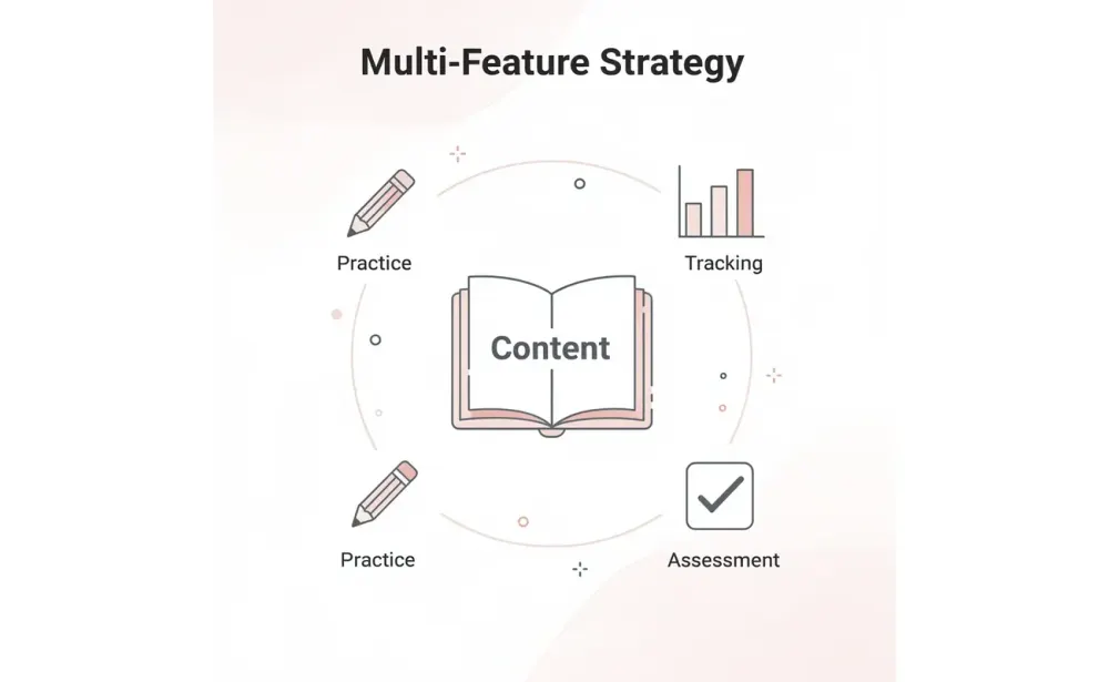 Hub and spoke diagram showing comprehensive SAT prep strategy