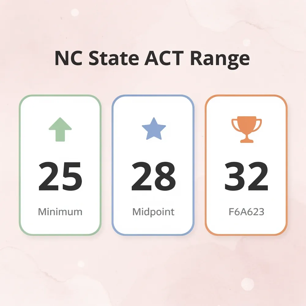 Infographic showing NC State's ACT score statistics