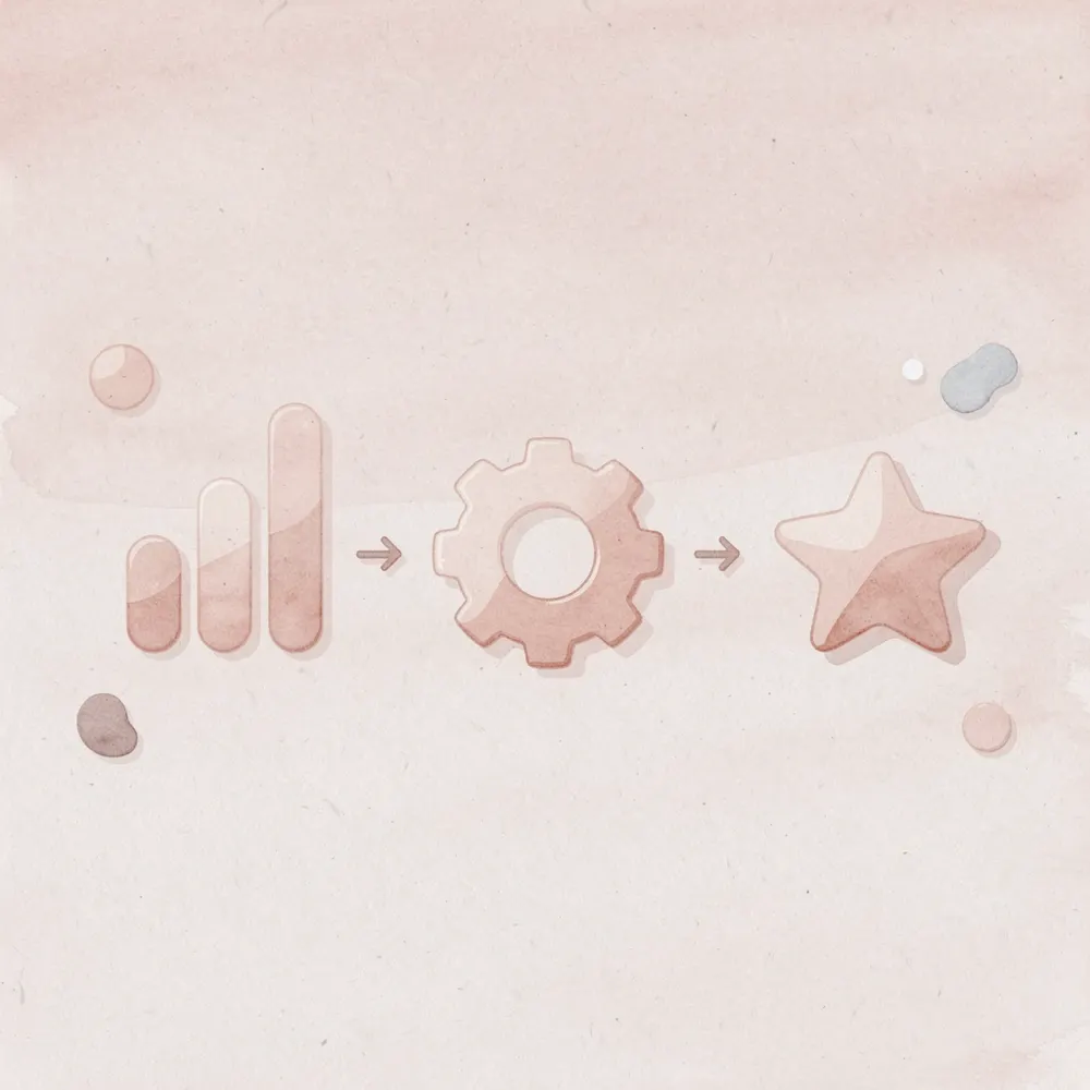 Three connected icons showing progression from incomplete data to complete assessment