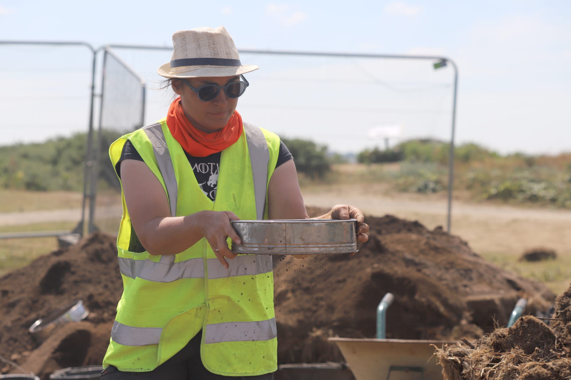 Helene Pioffet-Barracand at an archeological dig near Les Fouaillages