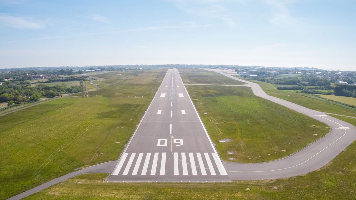 Runway line marking and painting at Guernsey Airport