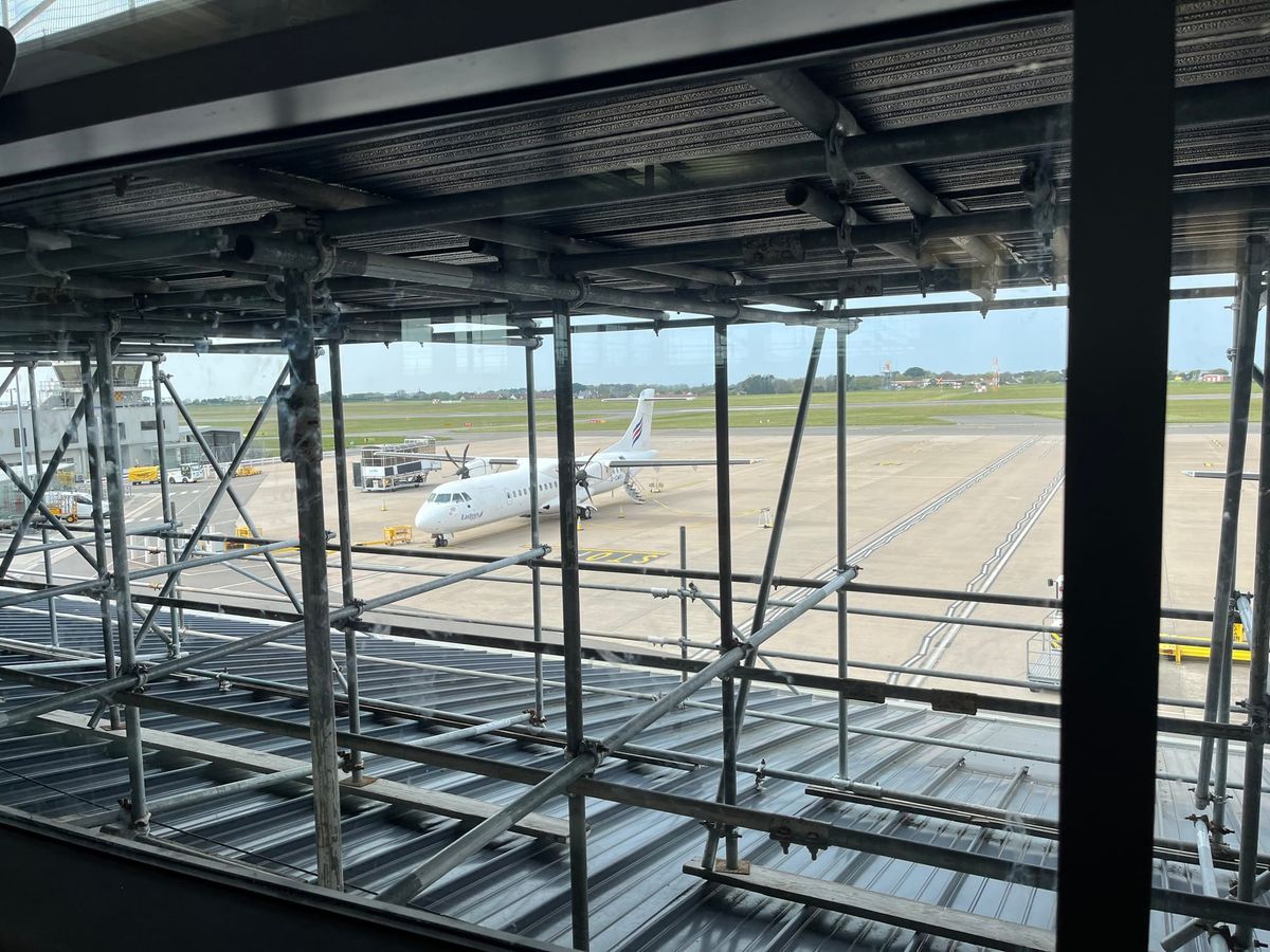 Guernsey Airport begins terminal roof condition survey, scaffolding will remain for uncertain amount of time
