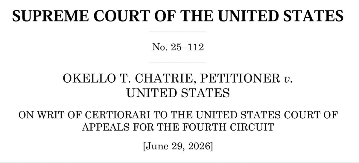 Caption page of the U.S. Supreme Court opinion in Chatrie v. United States, dated June 29, 2026.