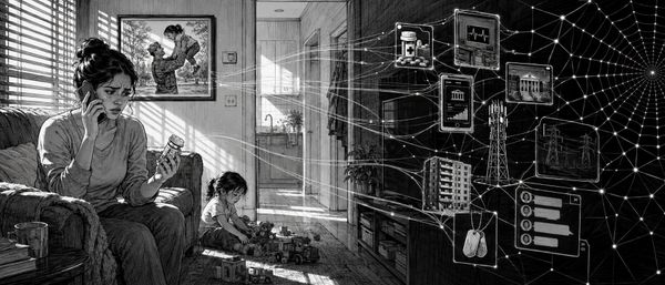A worried military family at home as their private data is drawn into a vast surveillance web.