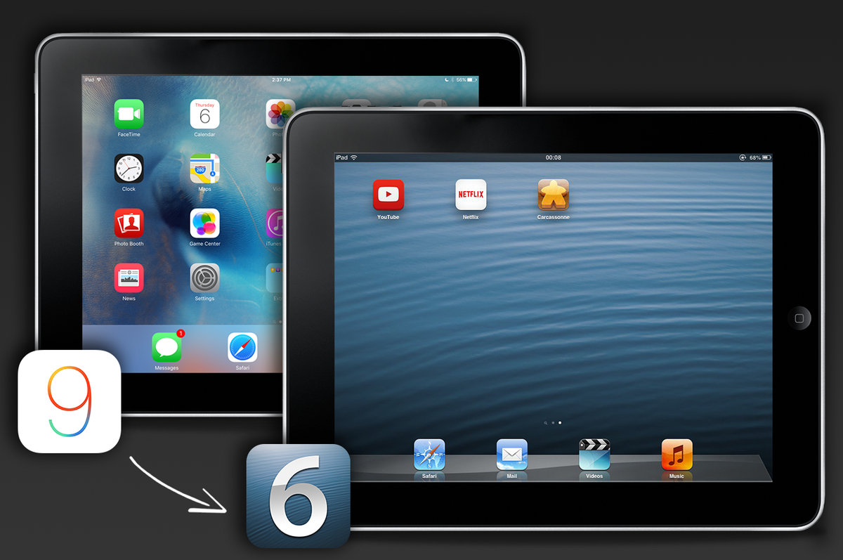 Downgrading iOS 9.3.5 to iOS 6