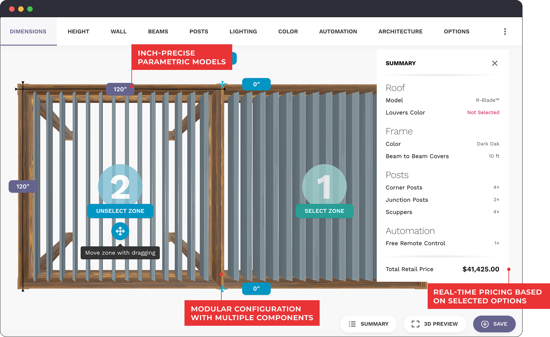 building materials 3D configurator