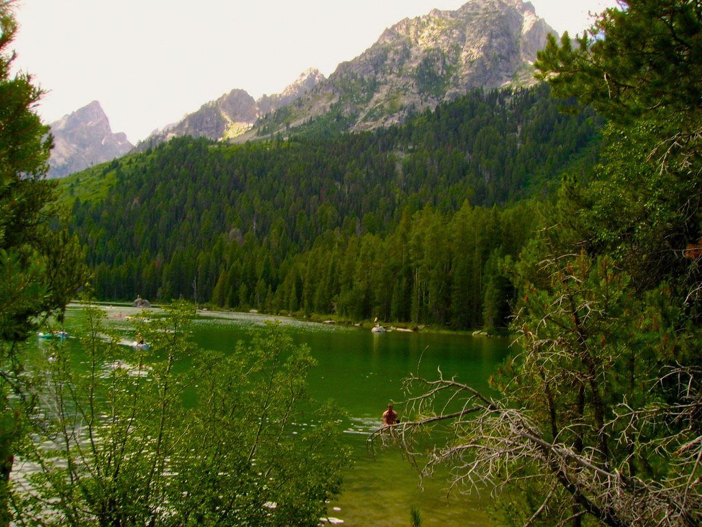 From Kara Hobby’s Wilson Mom summer: green mountain lake below jagged peaks