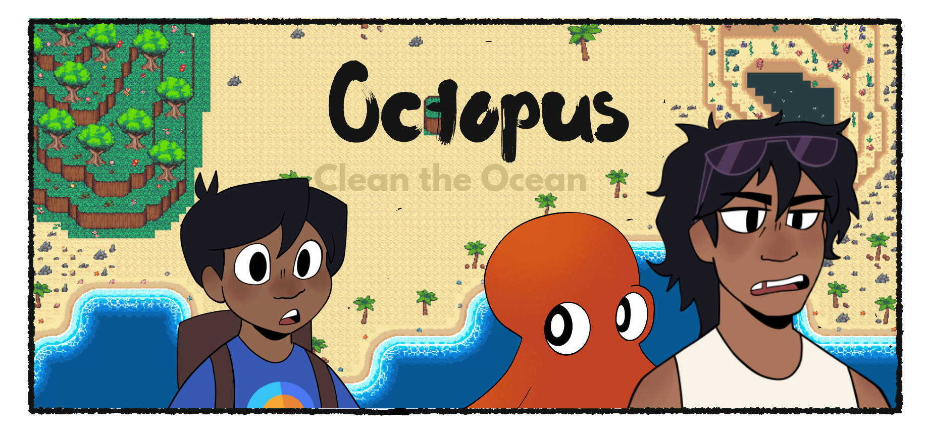 Illustrated banner image for the video game 'Octopus Clean the Ocean.' 