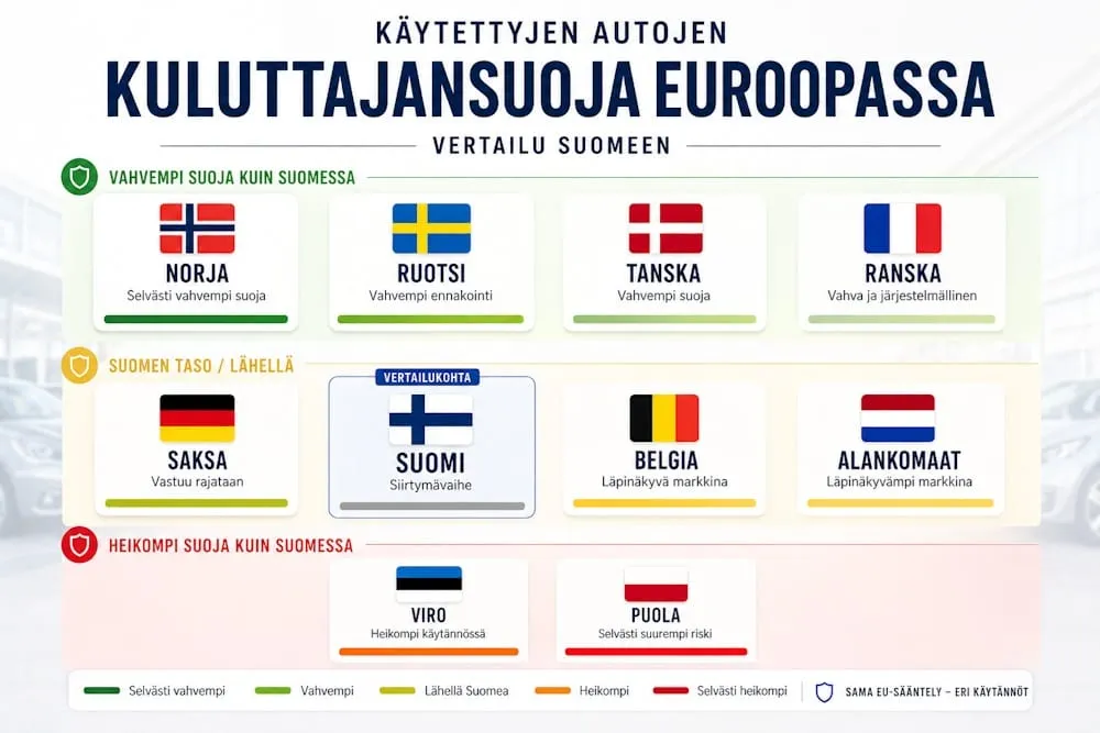 Suomi vs Eurooppa: miten kuluttajansuoja muuttaa autokauppaa
