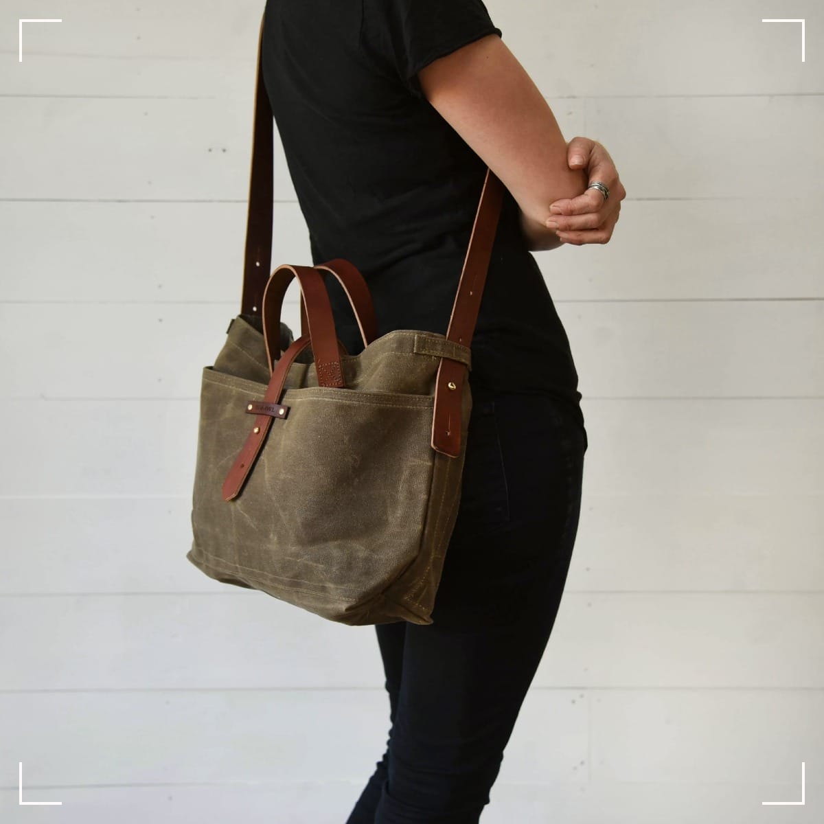 The Peg & Awl waxed canvas tote bag.