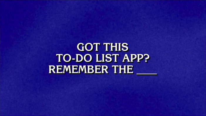 Remember The Milk on Jeopardy!