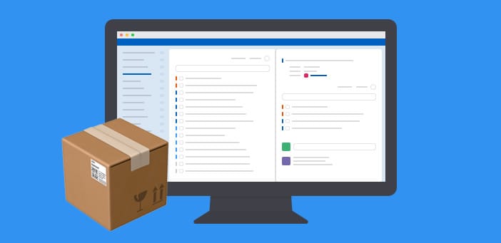 Computer with screenshot and moving box