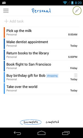 List with edit icon