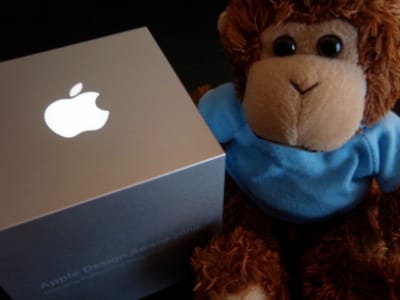 Bob with the Apple Design Award. It glows!
