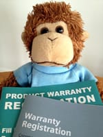 Bob T. Monkey keeps track of warranties