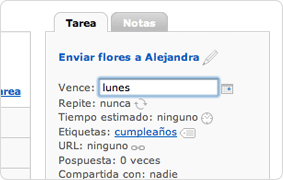 Editing task details in Spanish