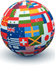 Globe covered in flags