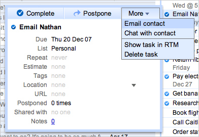 Task linked with contact
