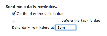 Daily Reminder settings screenshot
