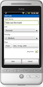Edit task screen