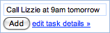 Gmail gadget quick add