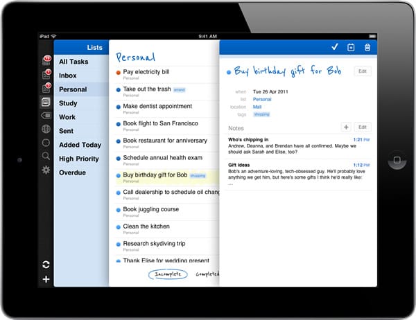 Remember The Milk for iPad screenshot